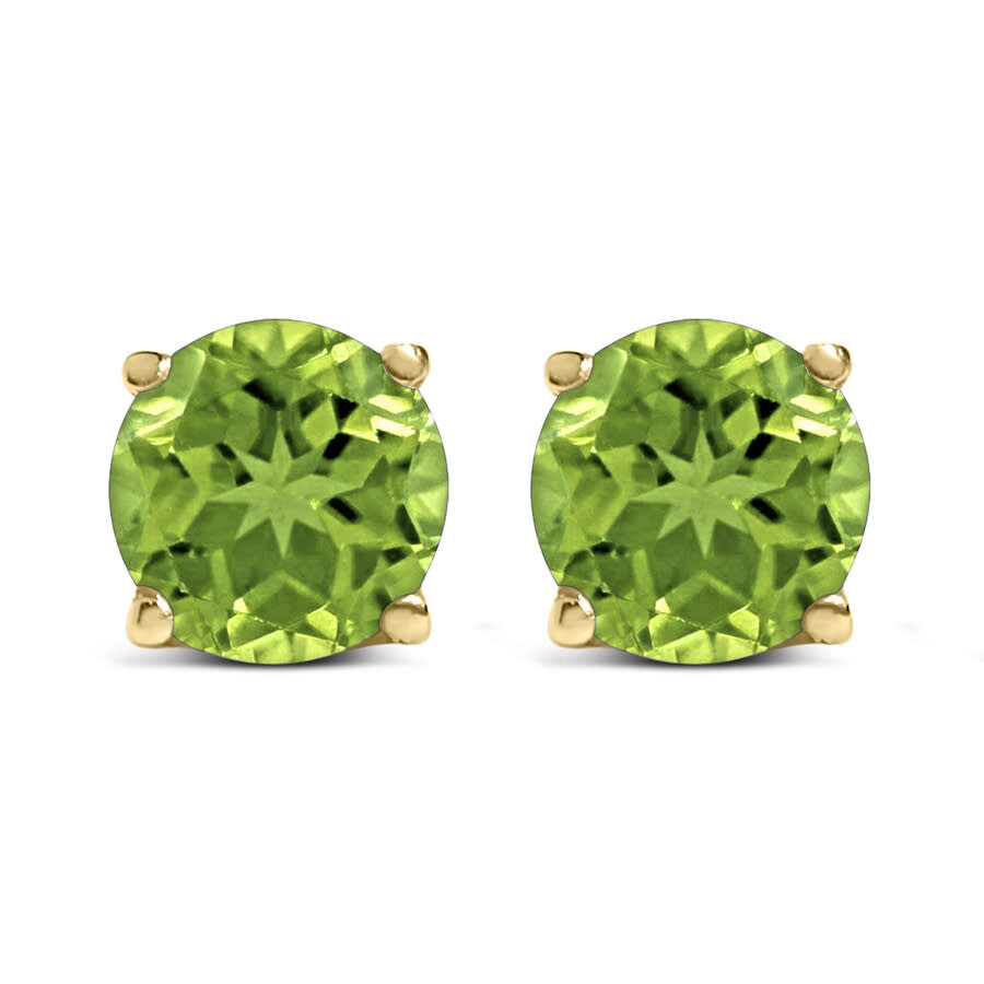 Haus Of Brilliance 14k Yellow Gold 5x5mm Round Green Peridot Solitaire Stud Earrings In Gold