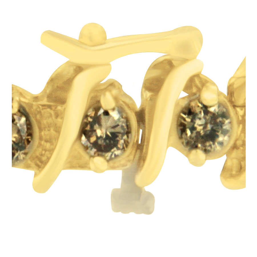 Haus Of Brilliance 14k Yellow Gold Round-cut Diamond 's' Bracelet In Brown