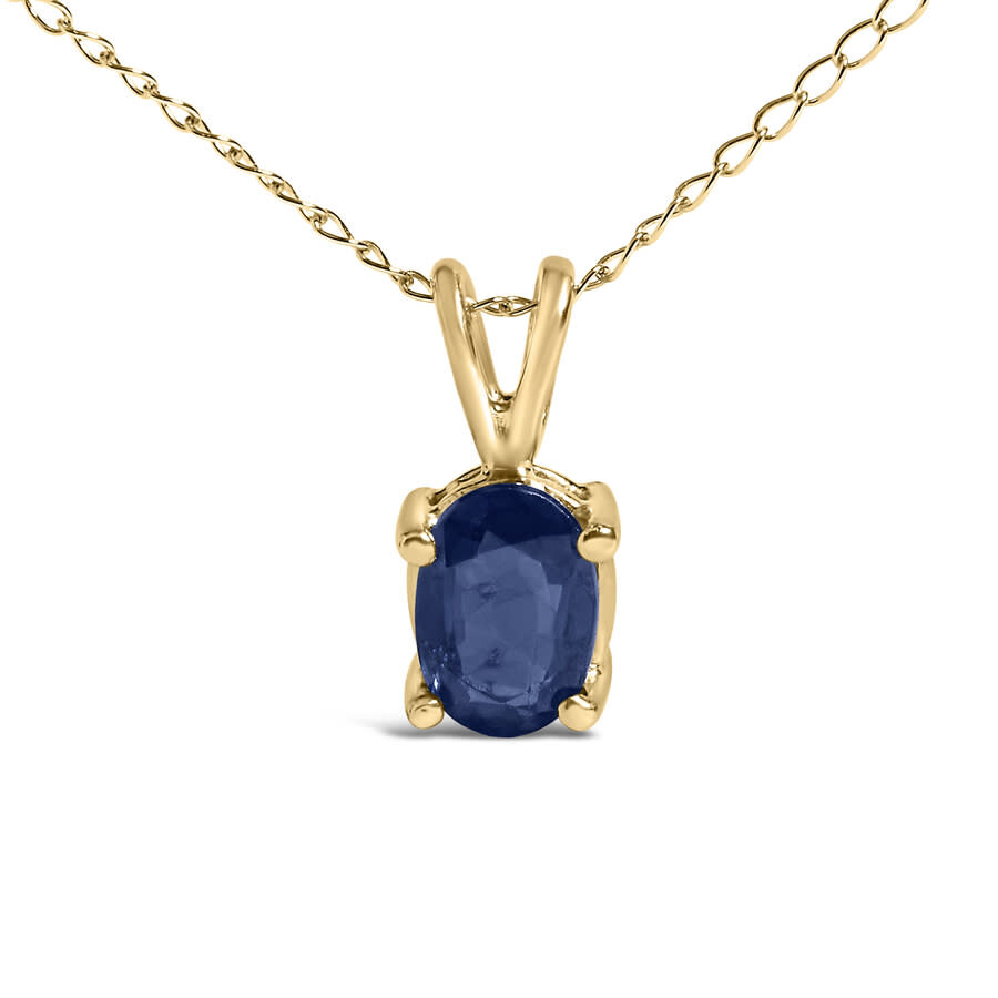 Haus Of Brilliance 14k Yellow Gold 6x4mm Oval Shaped Blue Sapphire Solitaire Pendant Necklace In Gold