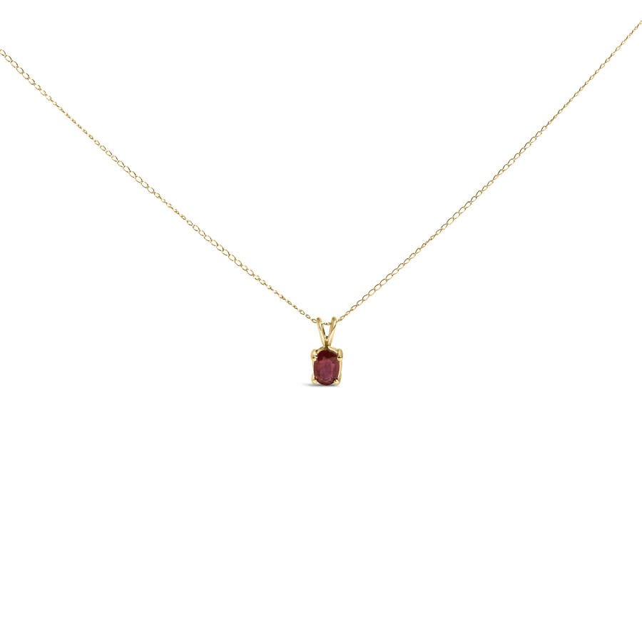 Haus Of Brilliance 14k Yellow Gold 6x4mm Oval Shaped Red Garnet Solitaire Pendant Necklace In Gold