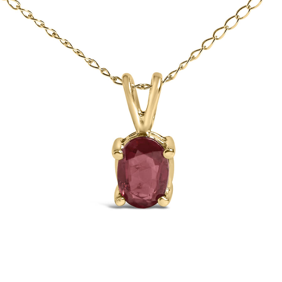 Haus Of Brilliance 14k Yellow Gold 6x4mm Oval Shaped Red Garnet Solitaire Pendant Necklace In Gold