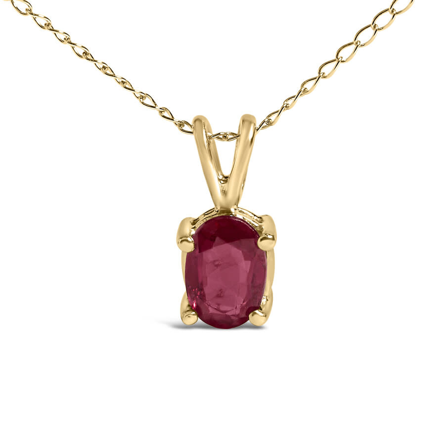 Haus Of Brilliance 14k Yellow Gold 6x4mm Oval Shaped Red Ruby Solitaire Pendant Necklace In Yellow