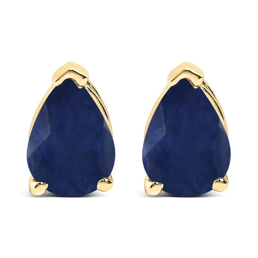 Haus Of Brilliance 14k Yellow Gold 6x4mm Pear Shaped Blue Sapphire Solitaire Stud Earrings In Yellow