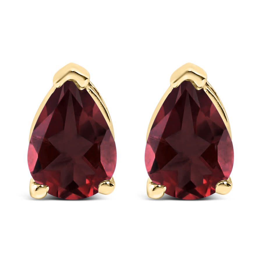 Haus Of Brilliance 14k Yellow Gold 6x4mm Pear Shaped Red Garnet Solitaire Stud Earrings In Gold