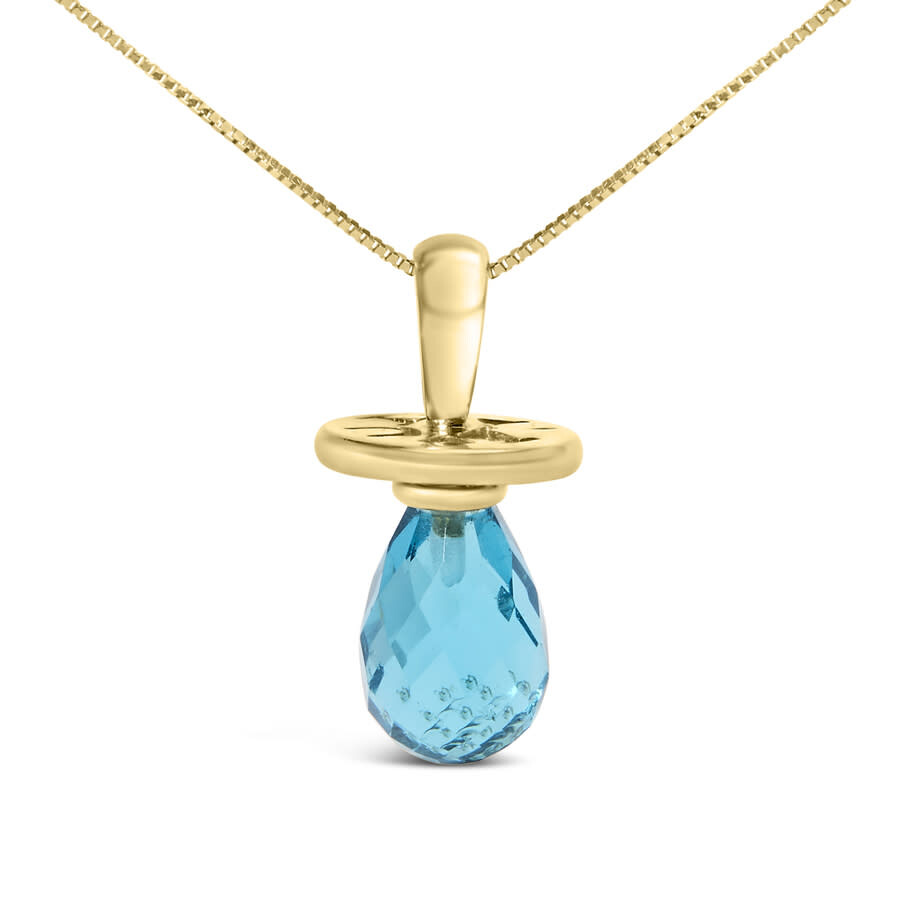 Haus Of Brilliance 14k Yellow Gold And Blue Quartz Pacifier Pendant Necklace In Gold