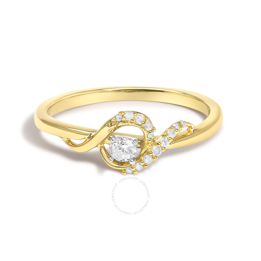 Haus Of Brilliance 14k Yellow Gold Flash Plated .925 Sterling Silver 1/6 Cttw Diamond Swirl And Halo Promise Ring