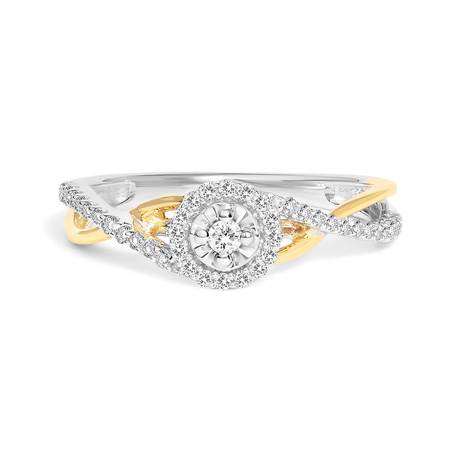 Haus Of Brilliance 14k Yellow Gold Plated .925 Sterling Silver 1/4 Cttw Diamond Bypass And Halo Promise Ring