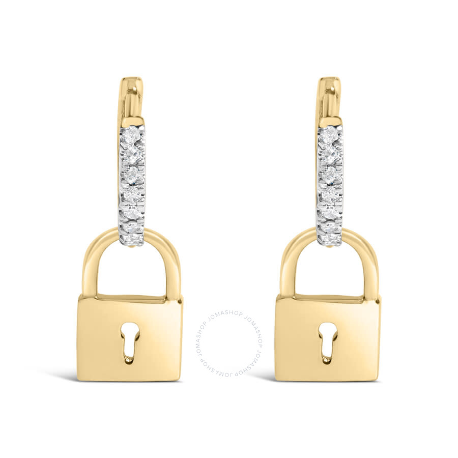 Haus Of Brilliance 14k Yellow Gold Plated .925 Sterling Silver 1/6 Cttw Diamond Lock Hoop Earring In Yellow