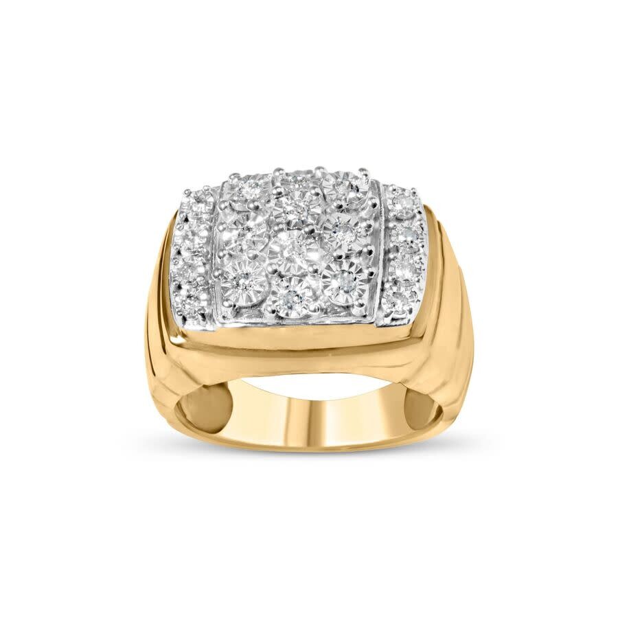 Haus Of Brilliance 14k Yellow Gold Plated .925 Sterling Silver 3/8 Cttw Diamond Miracle Set Mens Cluster Cocktail Ring