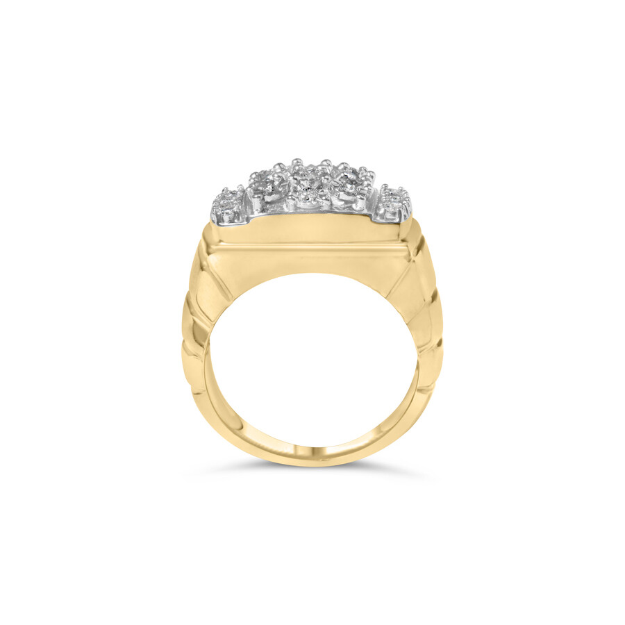 Haus Of Brilliance 14k Yellow Gold Plated .925 Sterling Silver 3/8 Cttw Diamond Miracle Set Mens Cluster Cocktail Ring