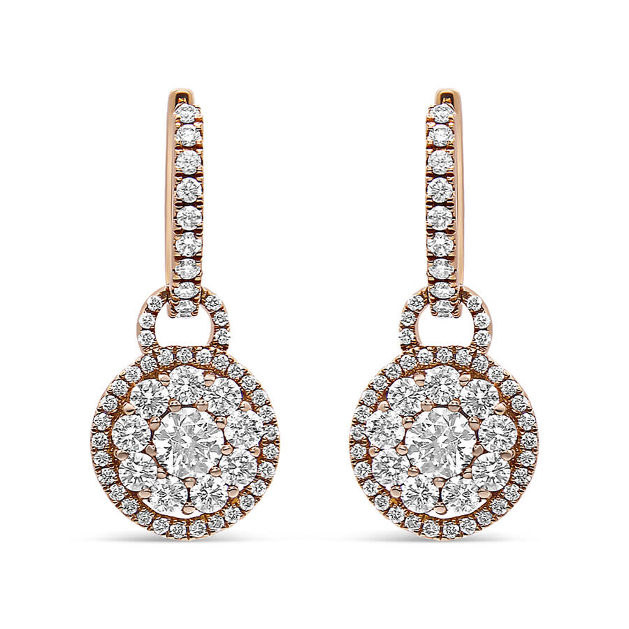 Haus Of Brilliance 18k Rose Gold 1 1/2 Cttw Round Shaped Diamond Composite Drop And Dangle Leverback In Pink