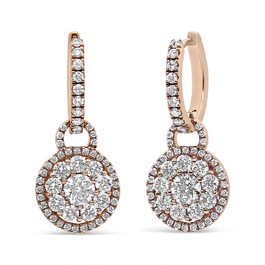 Haus Of Brilliance 18k Rose Gold 1 1/2 Cttw Round Shaped Diamond Composite Drop And Dangle Leverback In Pink