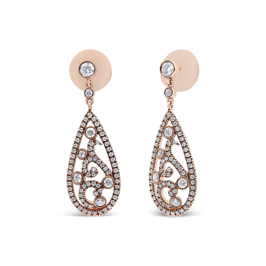 Haus Of Brilliance 18k Rose Gold 1 1/4 Cttw Diamond Teardrop Shaped Drop And Dangle Screw Back Stud In Pink