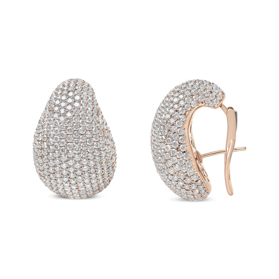 Haus Of Brilliance 18k Rose Gold 13 1/5 Cttw Micro-pave Diamond Sculptural Design Statement Stud Ear In Pink