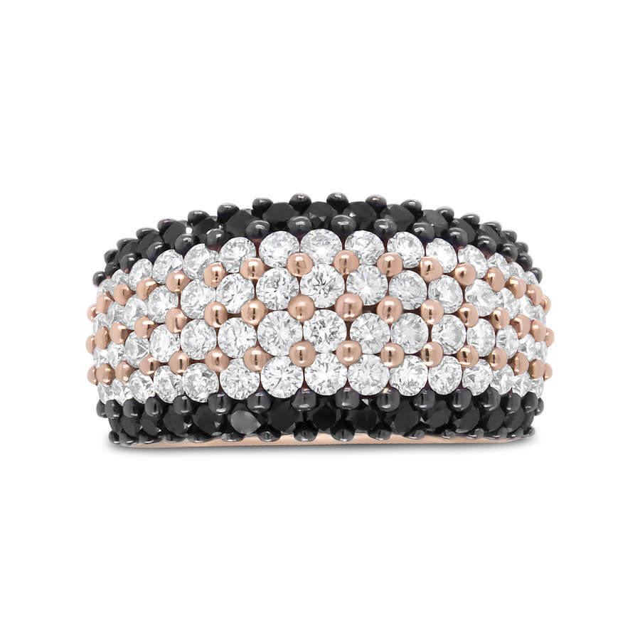 Haus Of Brilliance 18k Rose Gold 2 1/5 Cttw Black And White Diamond 6 Row Band Ring In Pink