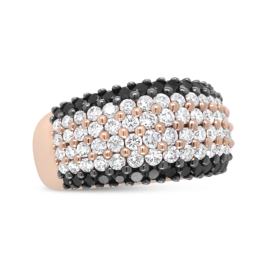 Haus Of Brilliance 18k Rose Gold 2 1/5 Cttw Black And White Diamond 6 Row Band Ring In Pink