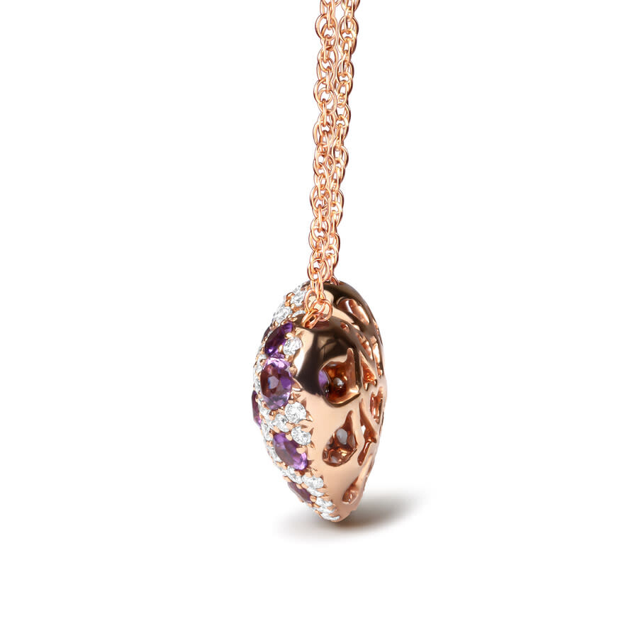 Haus Of Brilliance 18k Rose Gold 3/4 Cttw Diamond And Purple Amethyst Cluster Heart Shape 18" Pendan In Pink