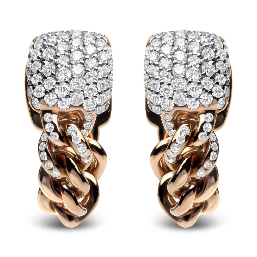 Haus Of Brilliance 18k Rose Gold 3/4 Cttw Round Diamond Pave Cuban Chain Huggie Earrings (g-h Color In Pink