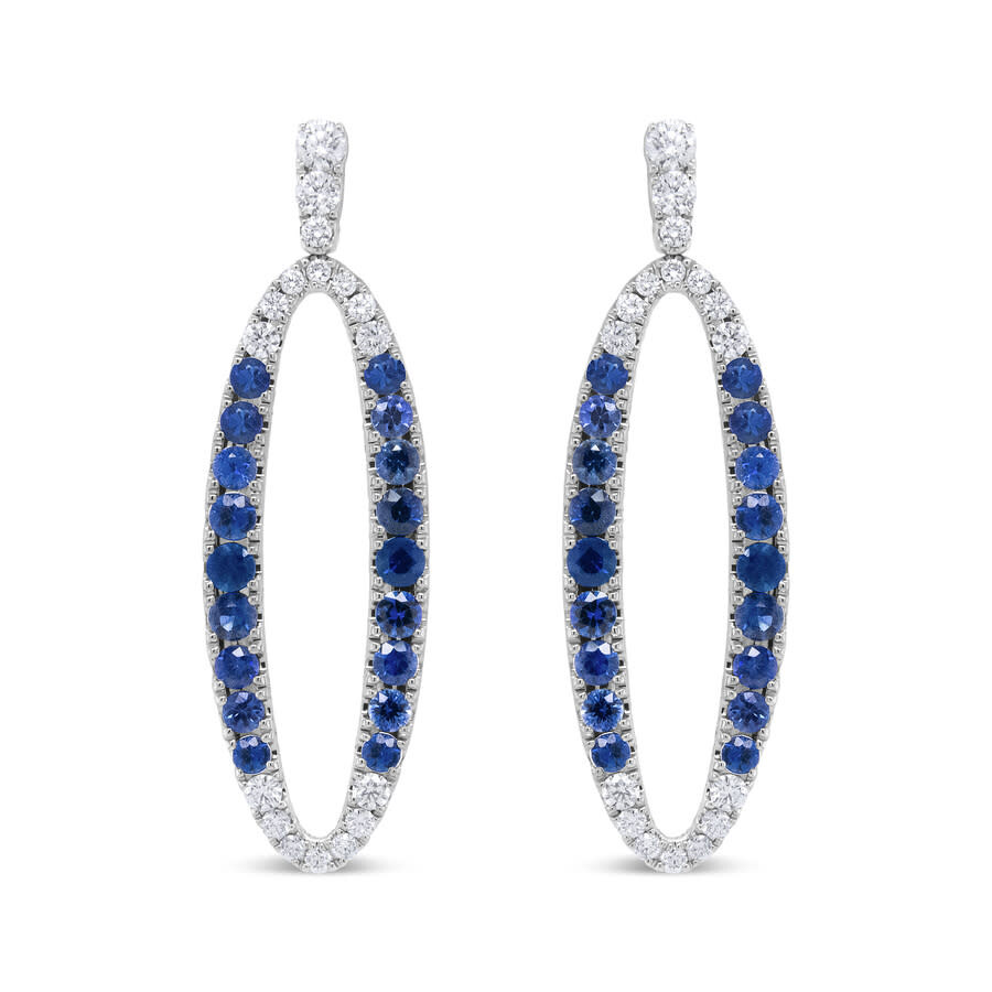 HAUS OF BRILLIANCE HAUS OF BRILLIANCE 18K WHITE GOLD 1.11 CTTW BLUE ROUND DIAMOND AND BLUE SAPPHIRE OPENWORK OVAL SHAPE