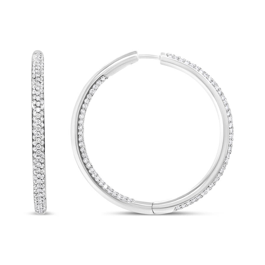 Haus Of Brilliance 18k White Gold 2.00 Cttw Round-cut Diamond Inner-outer Hoop Earrings In White