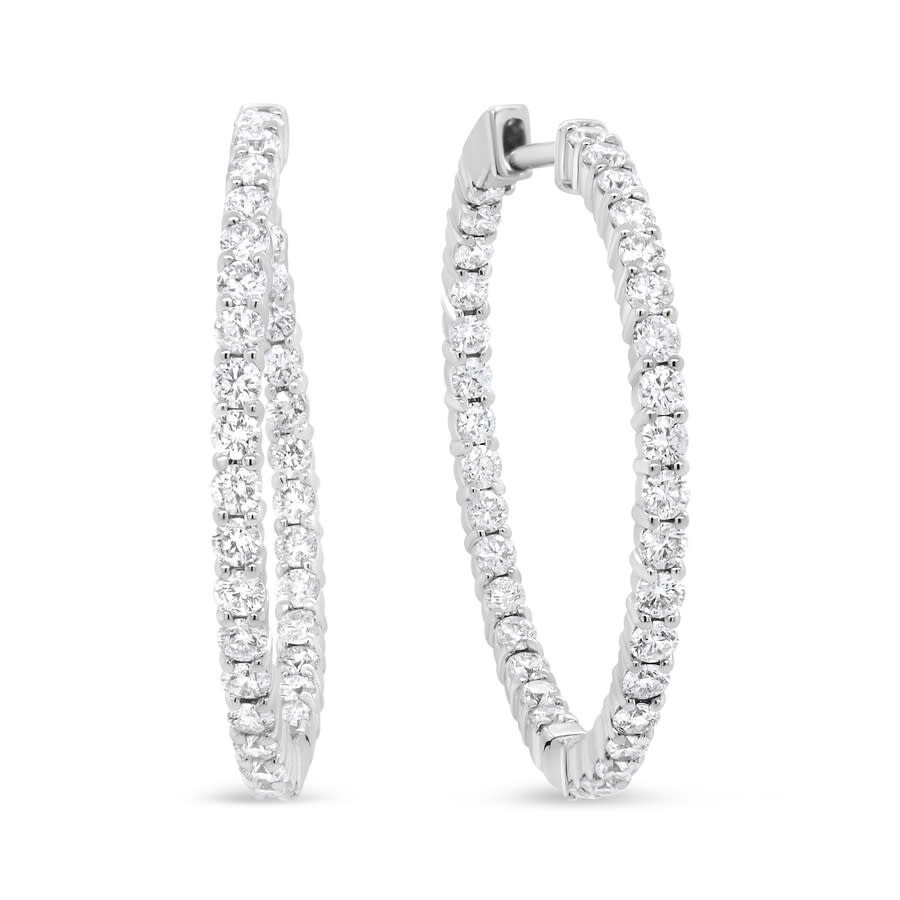 Haus Of Brilliance 18k White Gold 3 5/8 Cttw Round Diamond Curved Inside-outside Hoop Earrings (f-g In White