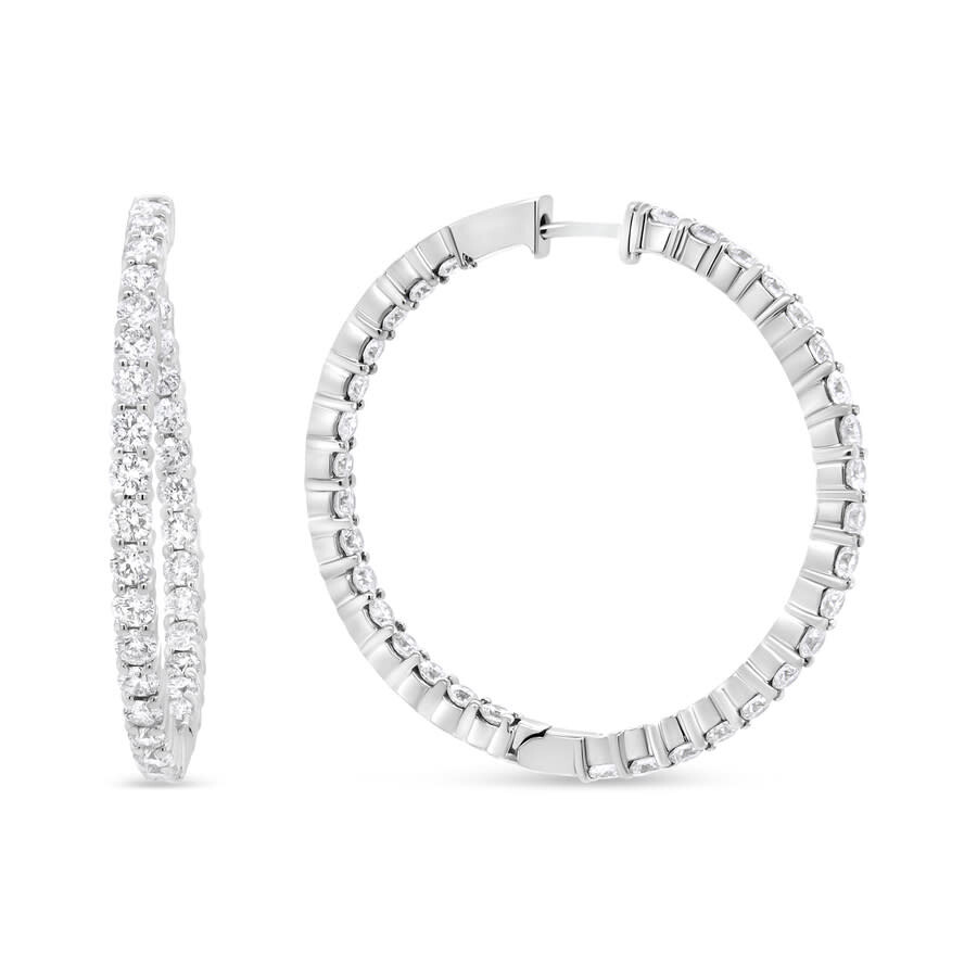Haus Of Brilliance 18k White Gold 3 5/8 Cttw Round Diamond Curved Inside-outside Hoop Earrings (f-g In White