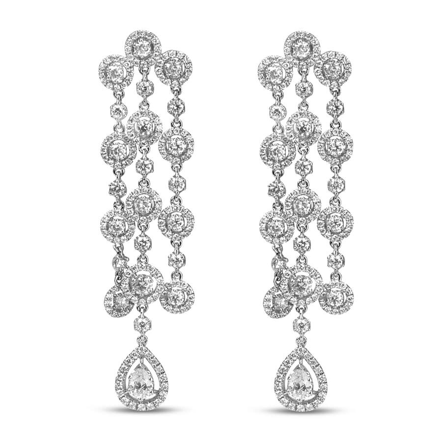 Haus Of Brilliance 18k White Gold 4 3/4 Cttw Diamond Double Teardrop Waterfall Dangle Earrings (h-i In White