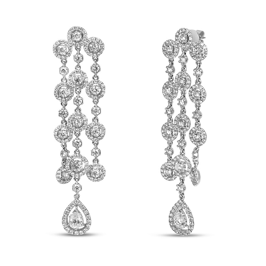 Haus Of Brilliance 18k White Gold 4 3/4 Cttw Diamond Double Teardrop Waterfall Dangle Earrings (h-i In White