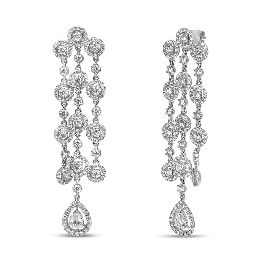 Shop Haus Of Brilliance 18k White Gold 4 3/4 Cttw Diamond Double Teardrop Waterfall Dangle Earrings (h-i