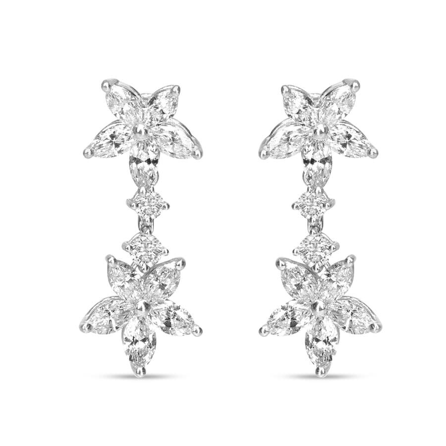 Haus Of Brilliance 18k White Gold 6.0 Cttw Marquise Diamond Floral Dangle Drop Earrings (e-f Color In White