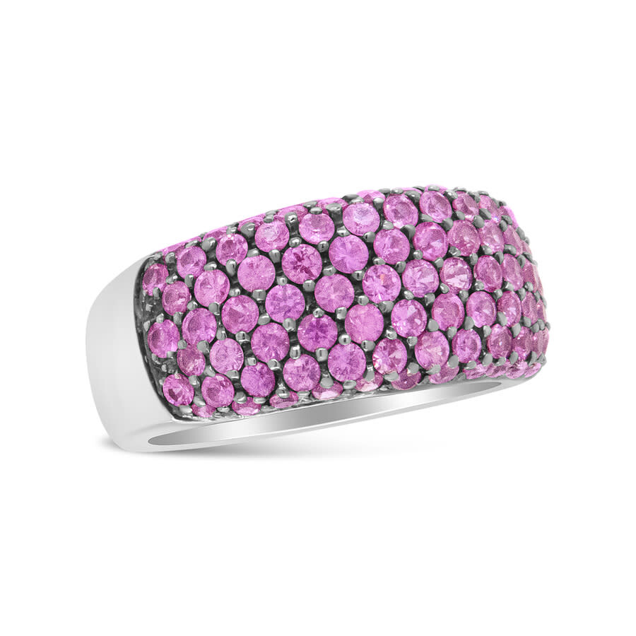 Haus Of Brilliance 18k White Gold And Black Rhodium Multi Row Pink Sapphire Classic Band Ring In White