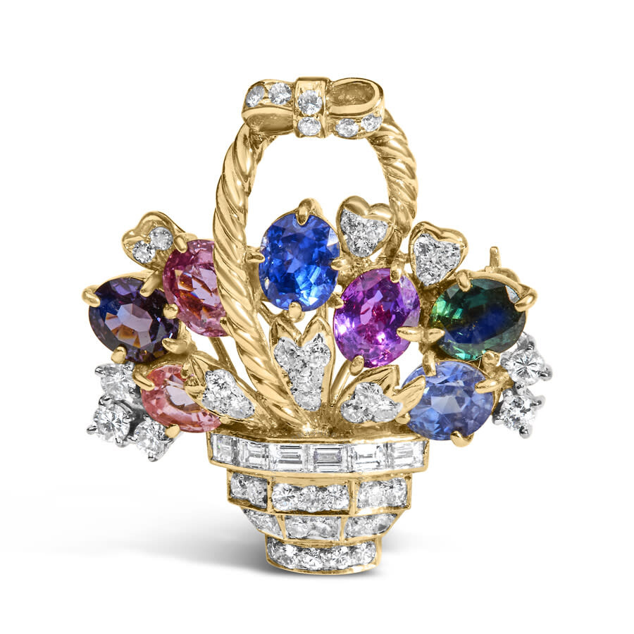 Haus Of Brilliance 18k Yellow Gold 1 1/10 Cttw Diamond And Mixed Gemstone Floral Bouquet Pendant And In Yellow