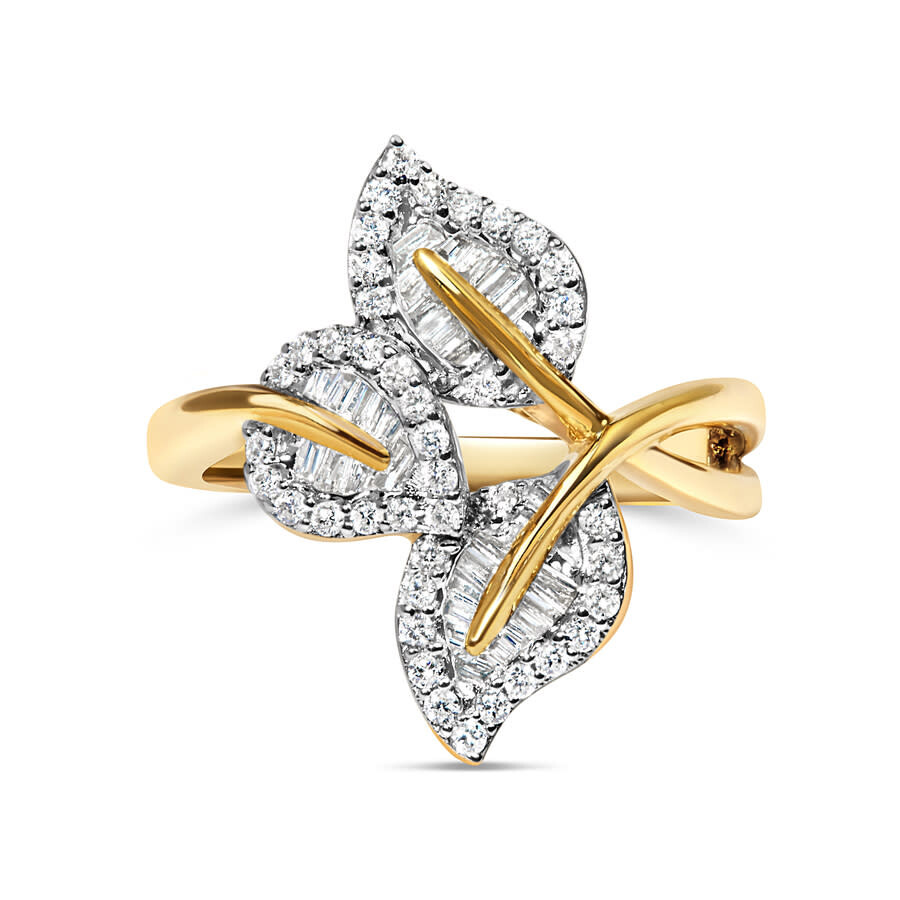 Haus Of Brilliance 18k Yellow Gold Plated .925 Sterling Silver 1/2 Ct Baguette & Round Diamond Bypas In Yellow