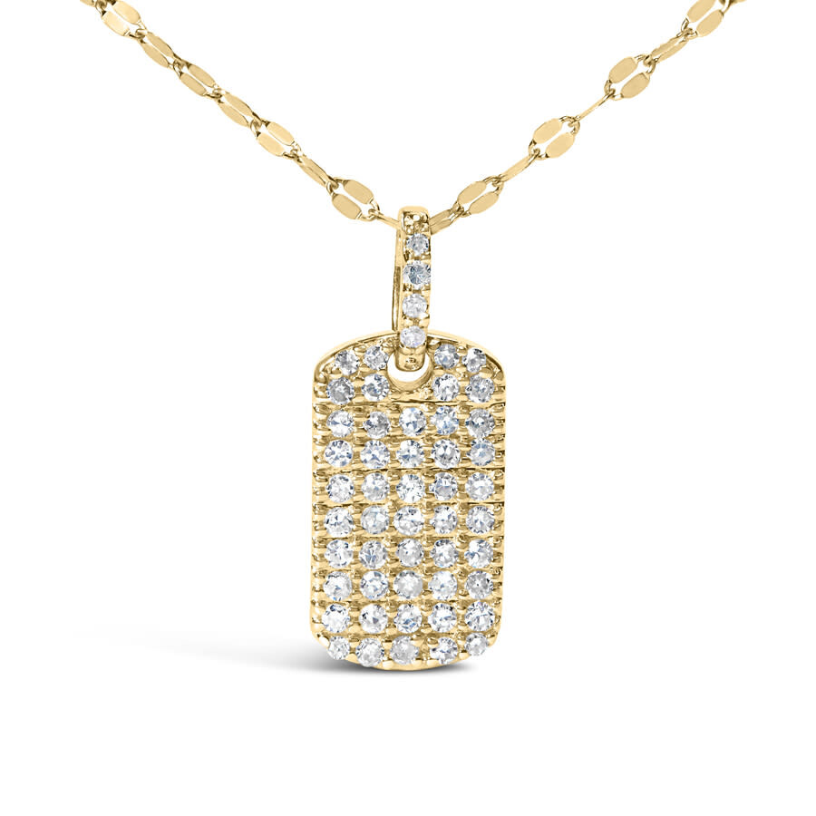 Haus Of Brilliance 18k Yellow Gold Plated.925 Sterling Silver 1/3 Cttw Diamond Studded Dog Tag 18" P In Yellow