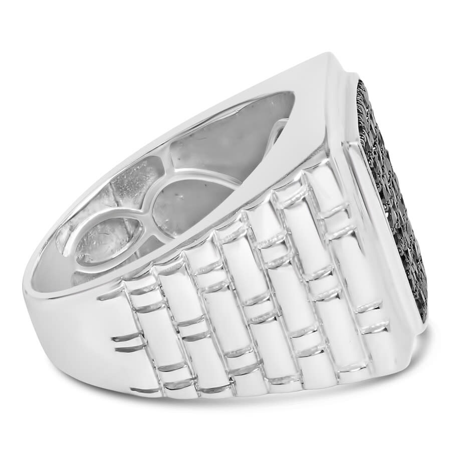 Haus Of Brilliance .925 Sterling Silver 1 1/4 Cttw Treated Black Diamond Cluster Men's Band Ring In White