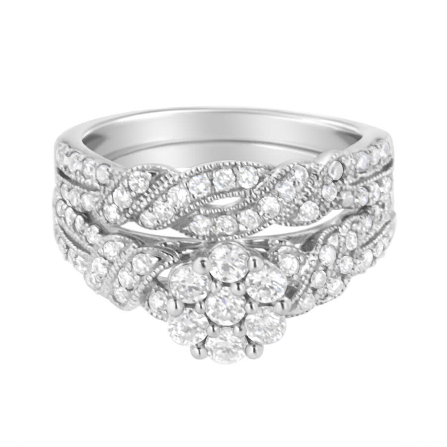 Shop Haus Of Brilliance .925 Sterling Silver 1 Cttw Lab-grown Diamond Engagement Ring And Band Set (f-g C In White