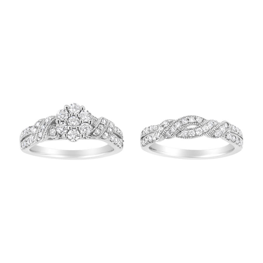 Haus Of Brilliance .925 Sterling Silver 1 Cttw Lab-grown Diamond Engagement Ring And Band Set (f-g C In White