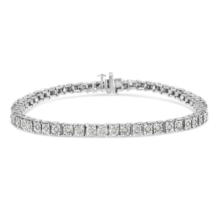 Haus Of Brilliance .925 Sterling Silver 1.0 Cttw Miracle-set Diamond Round Faceted Bezel Tennis Brac In White
