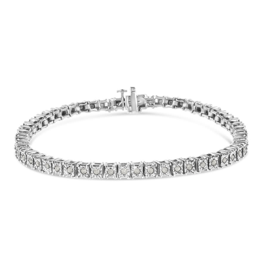 Haus Of Brilliance .925 Sterling Silver 1.0 Cttw Miracle-set Diamond Round Faceted Bezel Tennis Brac In White