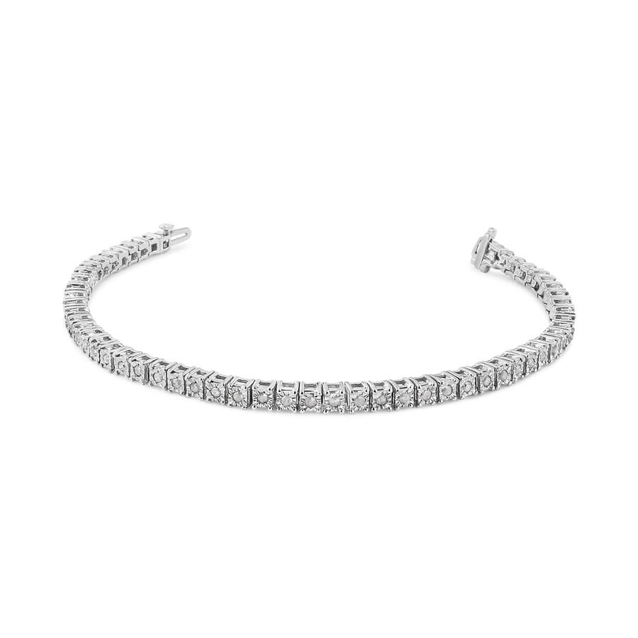Haus Of Brilliance .925 Sterling Silver 1.0 Cttw Diamond Square Frame Miracle-set Tennis Bracelet (i In White