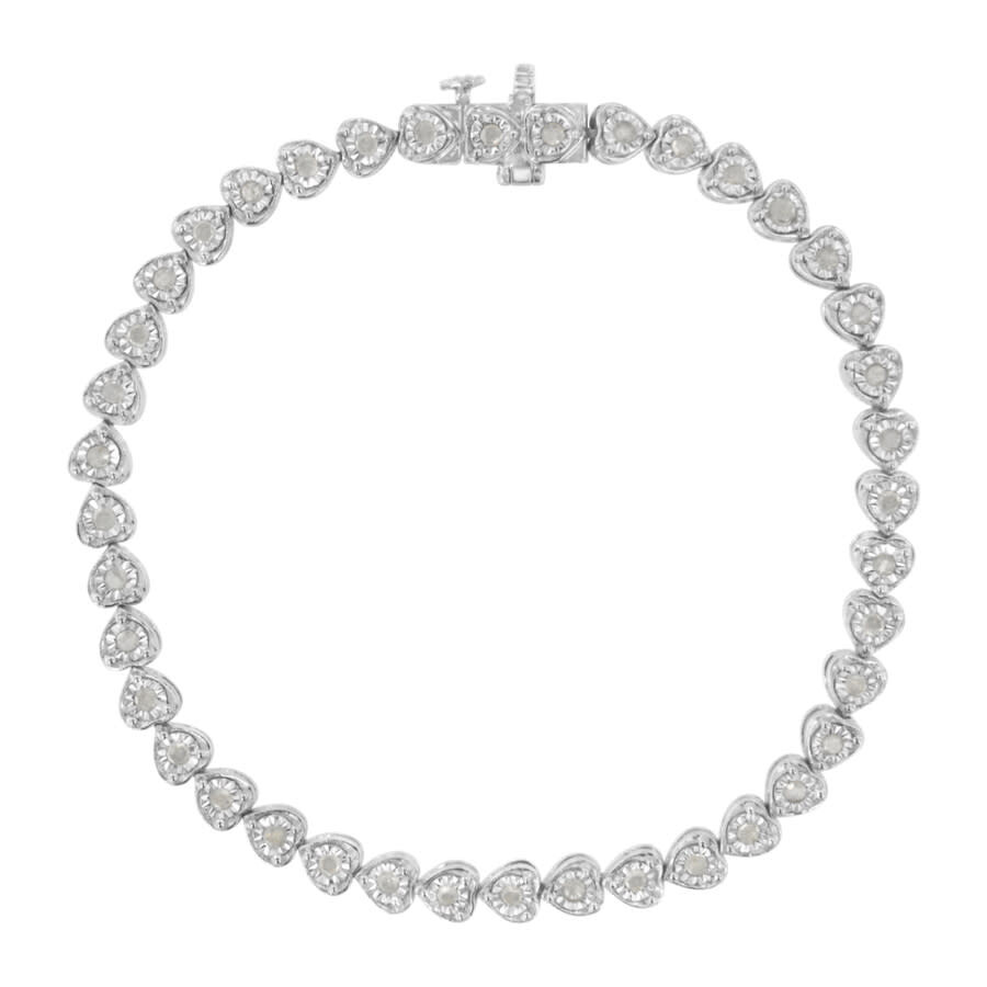 Shop Haus Of Brilliance .925 Sterling Silver 1.0 Cttw Miracle Set Diamond Heart-link 7" Tennis Bracelet ( In White