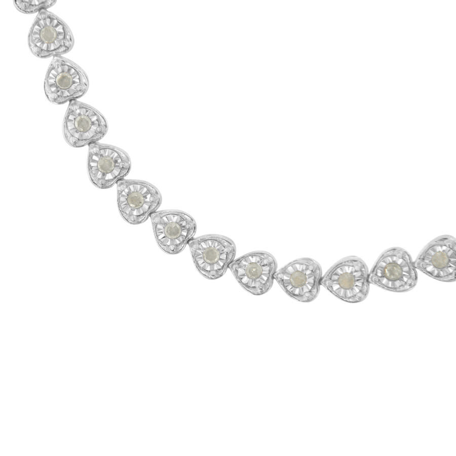 Haus Of Brilliance .925 Sterling Silver 1.0 Cttw Miracle Set Diamond Heart-link 7" Tennis Bracelet ( In White