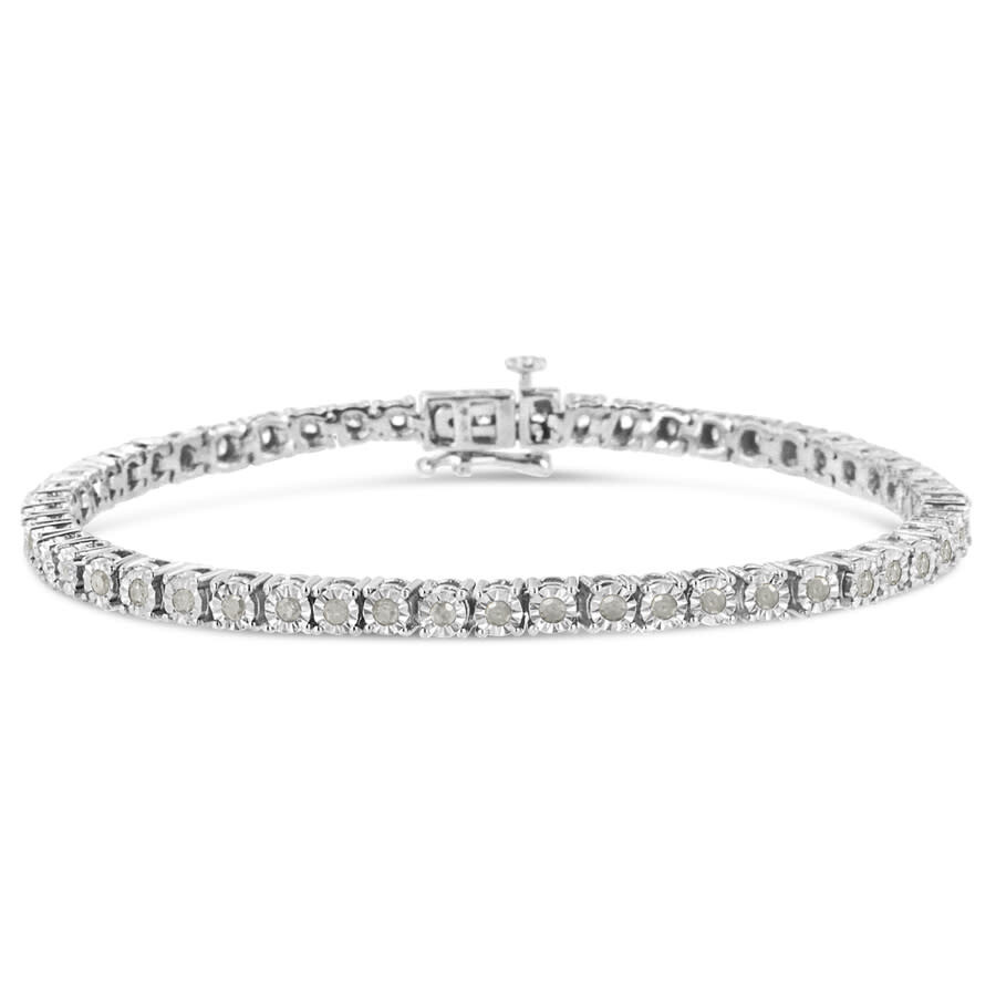 Haus Of Brilliance .925 Sterling Silver 1.0 Cttw Miracle-set Diamond Round Faceted Bezel Tennis Brac In White