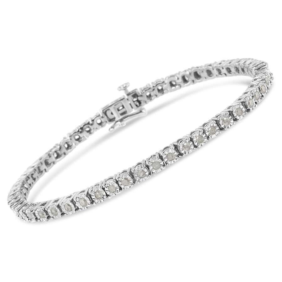 Haus Of Brilliance .925 Sterling Silver 1.0 Cttw Miracle-set Diamond Round Faceted Bezel Tennis Brac In White