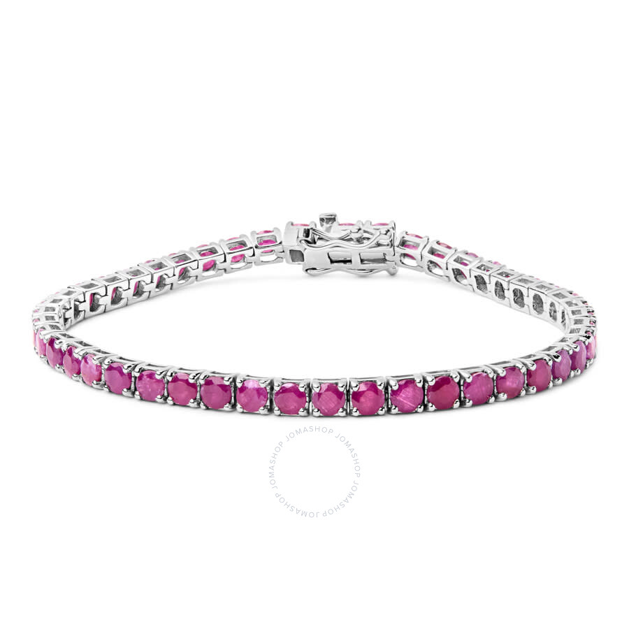 Haus Of Brilliance .925 Sterling Silver 11 1/2 Cttw Created Pink Ruby Tennis Bracelet - 7.25" In White