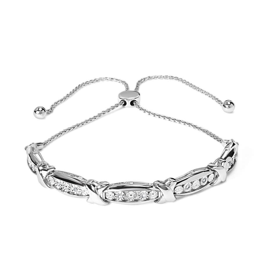 Haus Of Brilliance .925 Sterling Silver 1/10 Cttw Diamond X Link Bolo Bracelet (i-j In White