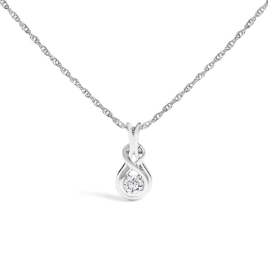 Haus Of Brilliance .925 Sterling Silver 1/10 Cttw Lab Grown Diamond Love Knot Solitaire Pendant Neck In White
