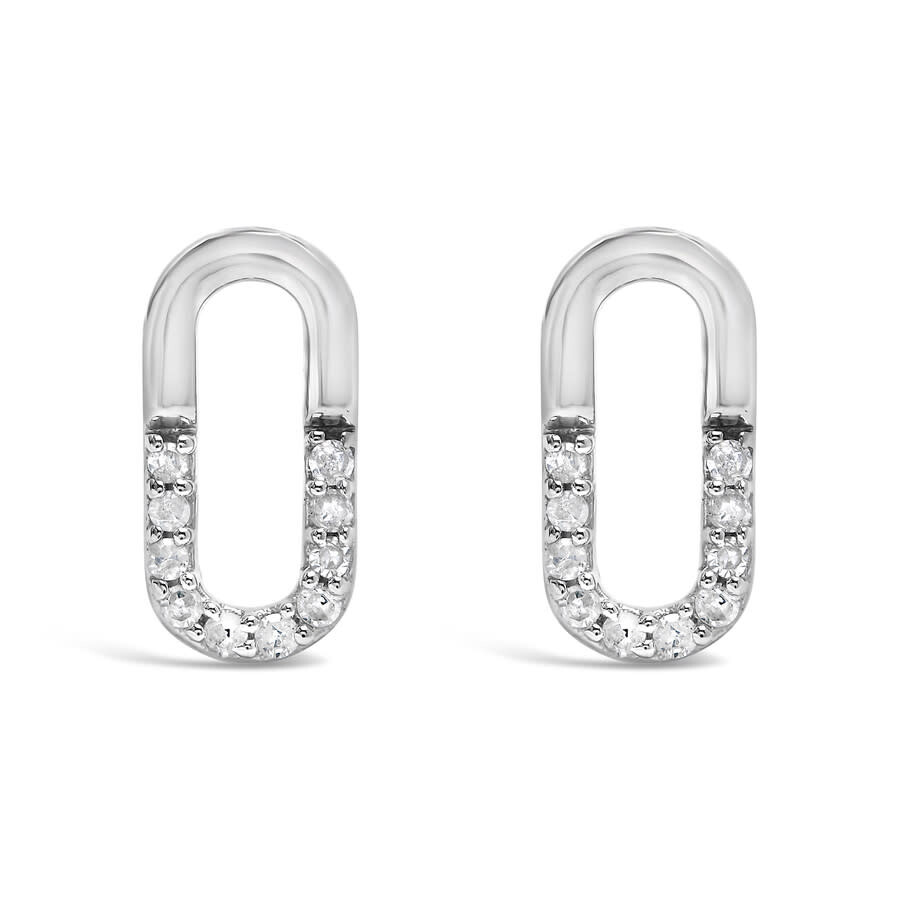 Haus Of Brilliance 925 Sterling Silver 1/10 Diamond Diamond Paperclip Stud Earrings (h-i Color