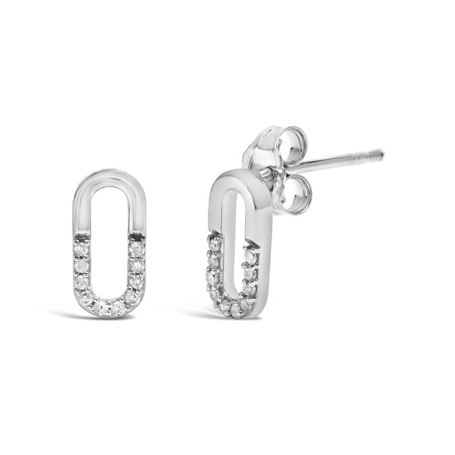 Haus Of Brilliance 925 Sterling Silver 1/10 Diamond Diamond Paperclip Stud Earrings (h-i Color