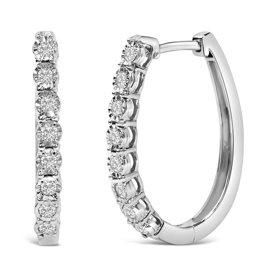 Haus Of Brilliance .925 Sterling Silver 1/2 Cttw 7 Stone Diamond Hoop Earrings In White